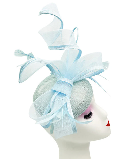 Women's Round Pill Box Fascinator Headband Clip with Bow & Feathers Hat Weddings Ladies Races Royal Ascot Hatinator