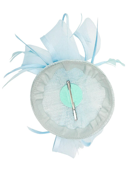 Women's Round Pill Box Fascinator Headband Clip with Bow & Feathers Hat Weddings Ladies Races Royal Ascot Hatinator