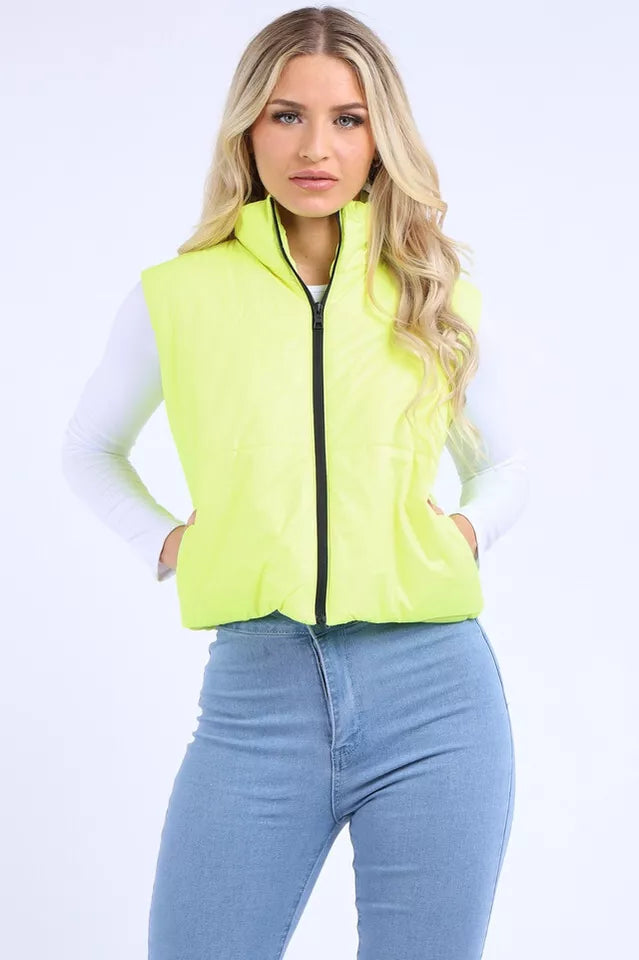 Women's Gilet Jacket Cropped Quilted Zip Up Vest Waistcoat Puffer Padded Winter Wear Bodywarmer Short Coat