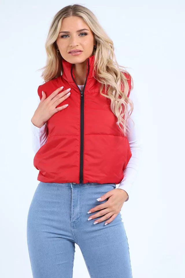 Women's Gilet Jacket Cropped Quilted Zip Up Vest Waistcoat Puffer Padded Winter Wear Bodywarmer Short Coat