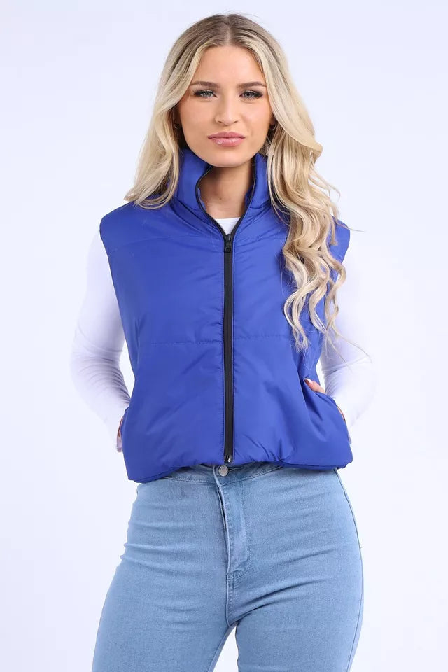 Women's Gilet Jacket Cropped Quilted Zip Up Vest Waistcoat Puffer Padded Winter Wear Bodywarmer Short Coat