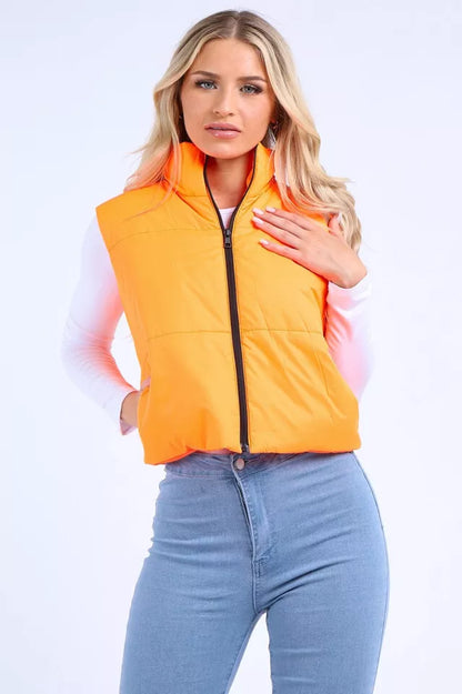 Women's Gilet Jacket Cropped Quilted Zip Up Vest Waistcoat Puffer Padded Winter Wear Bodywarmer Short Coat