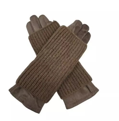 Women's Winter Warm Gloves Soft Cosy Double Layered Knit Fleece Soft Comfy Two Piece Touchscreen Knit Gloves Gloves