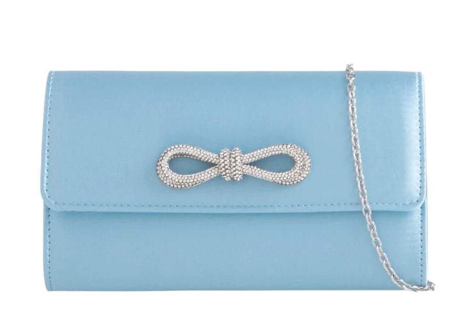 Sparkle Satin Shoulder Bow Evening Clutch Bag