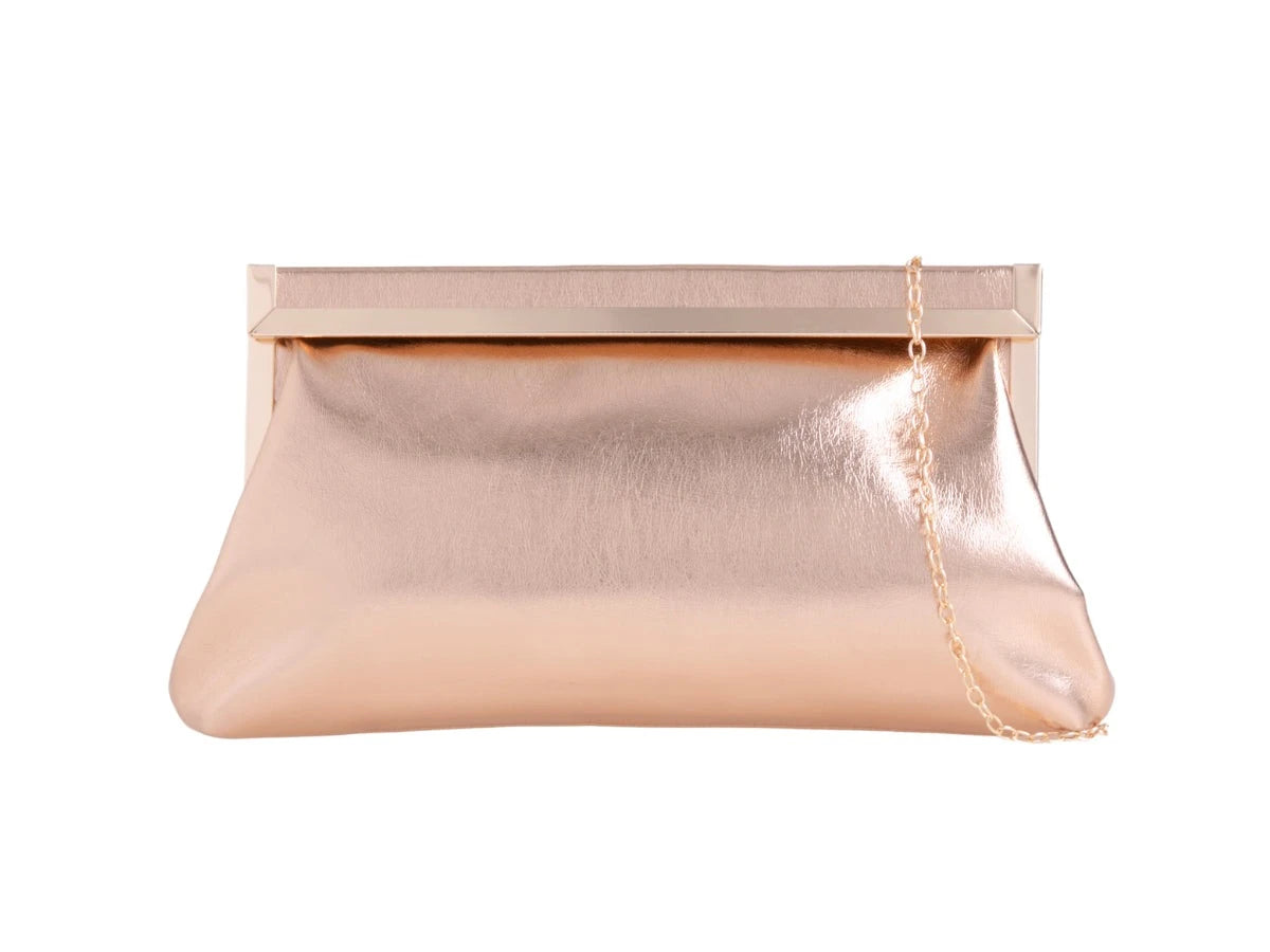Women's Retro Style Metal Trim Faux Leather Clutch Bag Wedding Prom Evening Party Handbag