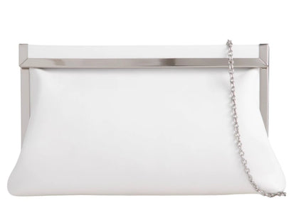 Women's Retro Style Metal Trim Faux Leather Clutch Bag Wedding Prom Evening Party Handbag