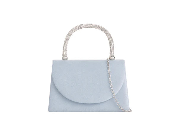 Women's Faux Suede Clutch Bag Diamante Top Grab Handle Party Prom Evening Box Wedding Handbag
