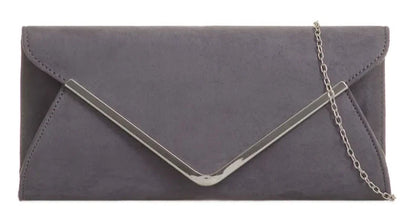 Suede Leather Envelope Clutch Bag Smart Evening Prom Party Handbag For Women