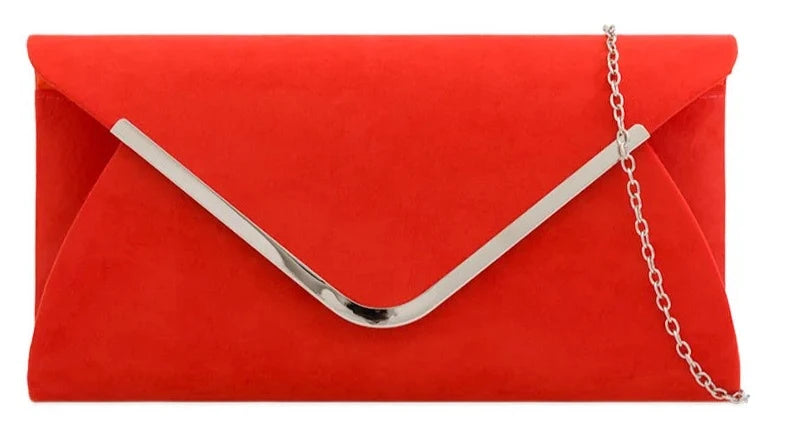 Suede Leather Envelope Clutch Bag