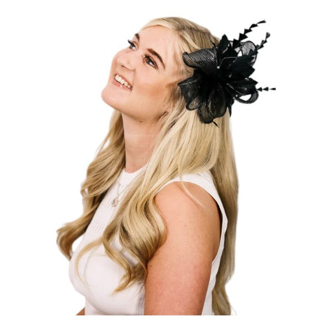 Women Wedding Fascinator Headband & Hair Clip Feather Flower Ladies Day Races Royal Ascot UK