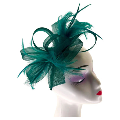 Loop Bow Fascinator With Feathers Flower Clip and Headband Wedding Races