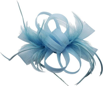 Loop Bow Fascinator With Feathers Flower Clip and Headband Wedding Races