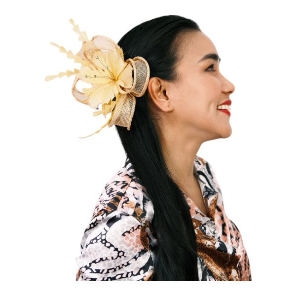 Women Wedding Fascinator Headband & Hair Clip Feather Flower Ladies Day Races Royal Ascot UK