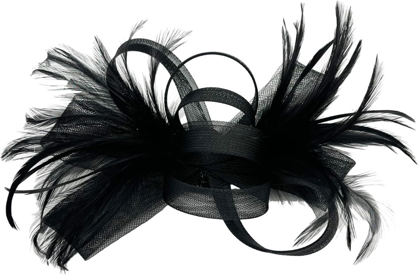 Loop Bow Fascinator With Feathers Flower Clip and Headband Wedding Races