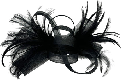 Loop Bow Fascinator With Feathers Flower Clip and Headband Wedding Races