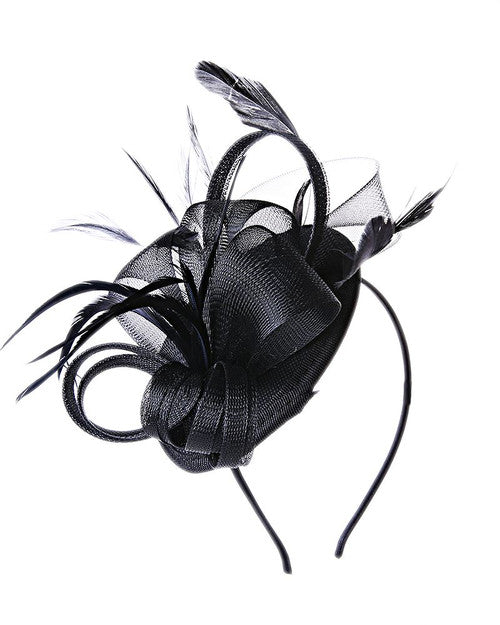 Feathers Flower Sinamy Curled Headband Hat Fascinator For Wedding Races Ascot