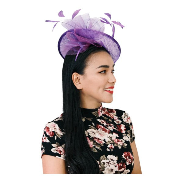 Women's Fascinator Large Headband Clip Weddings Hat Feather Flower Ladies Day Races Royal Ascot
