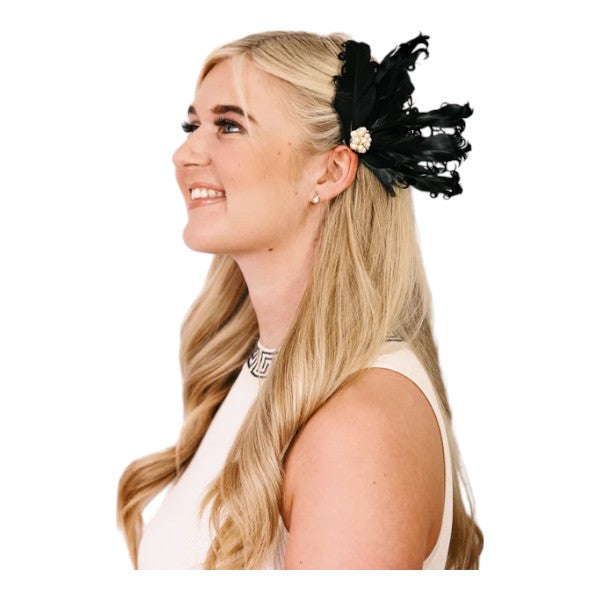Women Feathers Fascinator Pearl Beaded Hair Clip Headpiece Wedding party Ladies Day Ascot Races