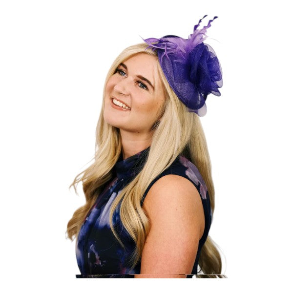 Womens Flower Feather Wedding Fascinator Headband & Clip Wedding Hat Ladies Day Races Royal Ascot