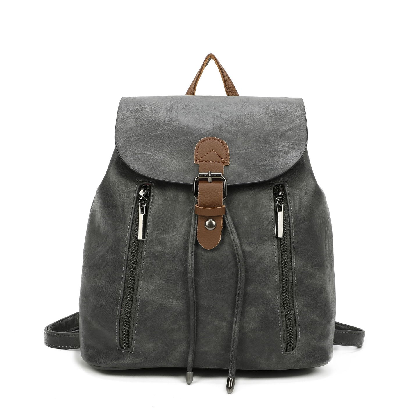 Women's Leather Backpack Rucksack Buckle décor Shoulder Grab Handle Bag