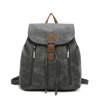 Women's Leather Backpack Rucksack Buckle décor Shoulder Grab Handle Bag