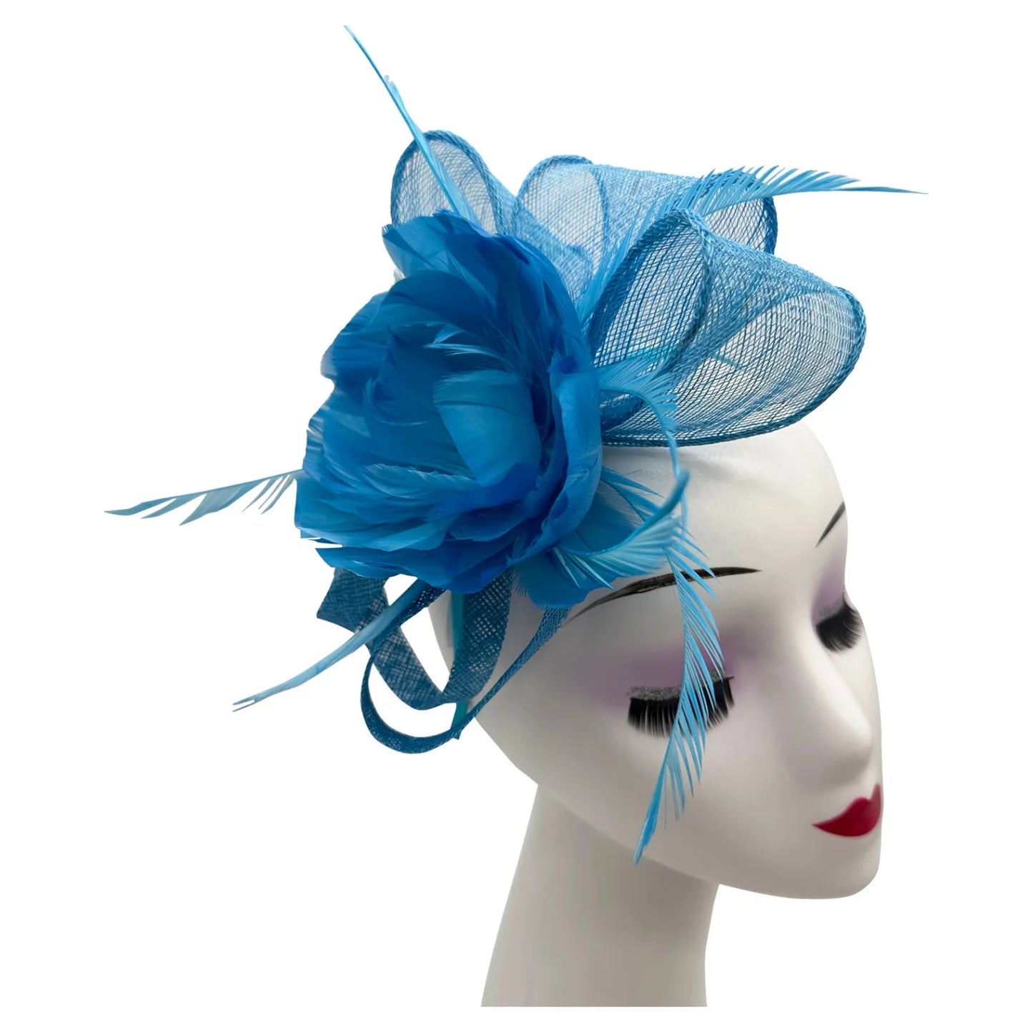 Sinamay & Peony Feather Flower Fascinator Headband and Clip Wedding Royal Ascot Race