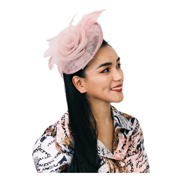 Womens Flower Feather Wedding Fascinator Headband & Clip Wedding Hat Ladies Day Races Royal Ascot