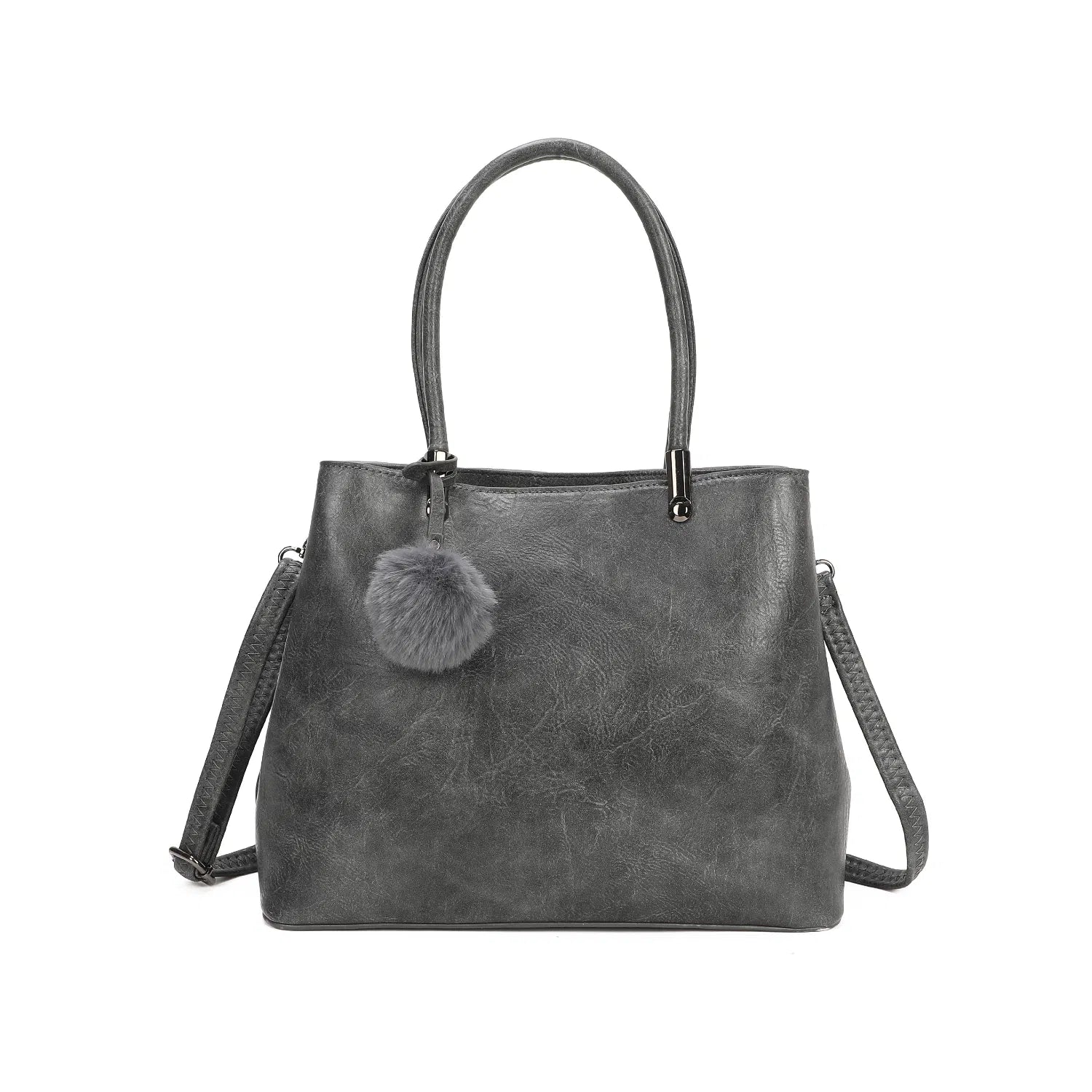 Women's Top Handle Pom Pom Tote Bag