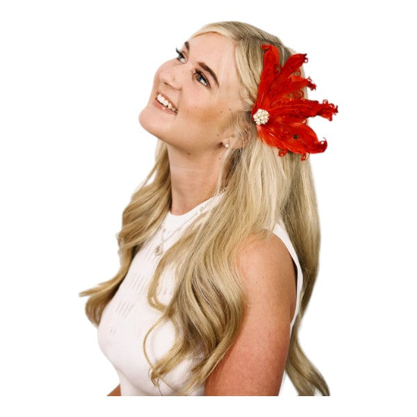 Women Feathers Fascinator Pearl Beaded Hair Clip Headpiece Wedding party Ladies Day Ascot Races