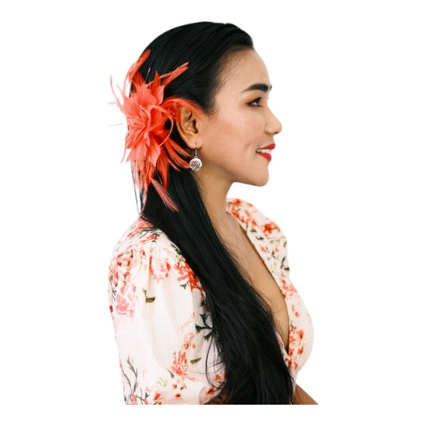 Women Flower Feather Hair Clip Fascinator & Headband Wedding Party Ladies Day Royal Ascot Race UK