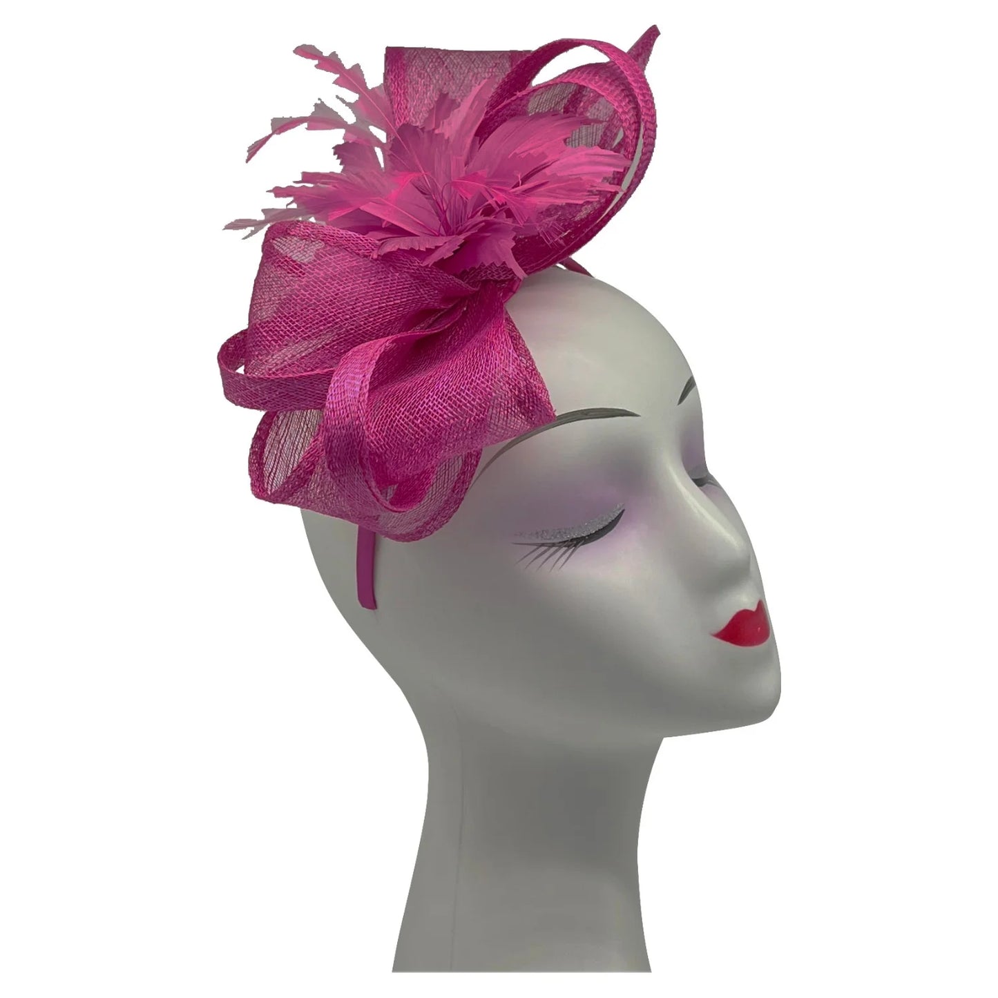 Sinamay Curled Flower Looped Bow Fascinator Headband & Clip Wedding Races Ascot