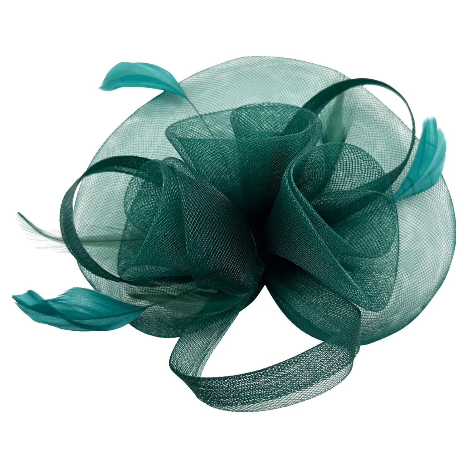 Mesh Loops Triple Flower Feather Fascinator Headband Clip Weddings Races Ascot