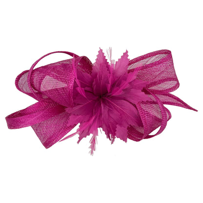 Sinamay Curled Flower Looped Bow Fascinator Headband & Clip Wedding Races Ascot