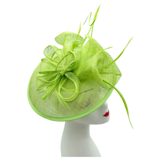 Sinamay Round Fascinator Headband Clip with feathers & Flower Detailing Wedding Hatinator