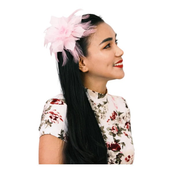 Women Flower Feather Hair Clip Fascinator & Headband Wedding Party Ladies Day Royal Ascot Race UK