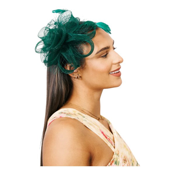Women Fascinator Headband Hair Clip Veil Flower Net Hair Hat Wedding Race Royal Ascot