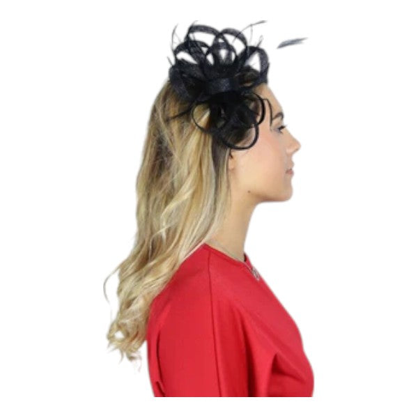 Womens Feather Loops Fascinator Headband & Clip Wedding Ladies Day Prom Royal Ascot Races
