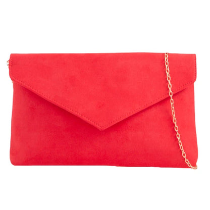 Ladies Plain Suede Evening Envelope Wedding Clutch Bag For Women