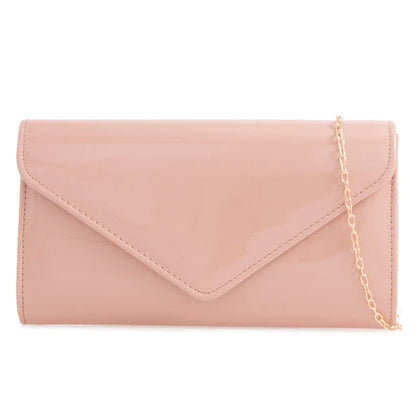Women Plain Patent Envelope Clutch Bag party wedding