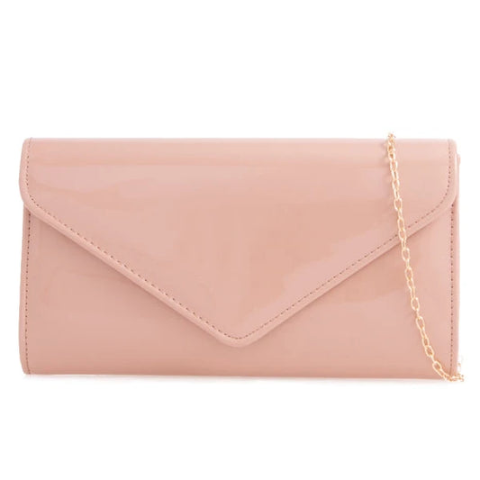 Women Plain Patent Envelope Clutch Bag party wedding