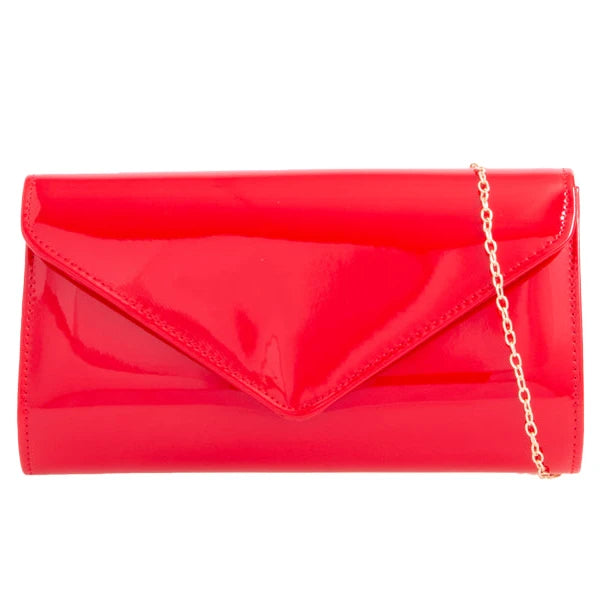 Women Plain Patent Envelope Clutch Bag party wedding