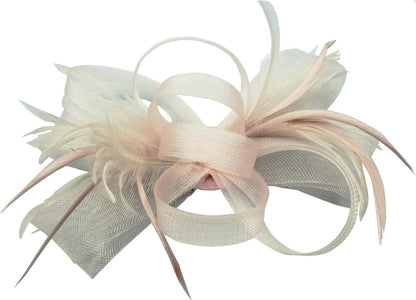Loop Bow Fascinator With Feathers Flower Clip and Headband Wedding Races