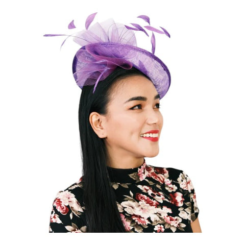 Women's Fascinator Large Headband Clip Weddings Hat Feather Flower Ladies Day Races Royal Ascot