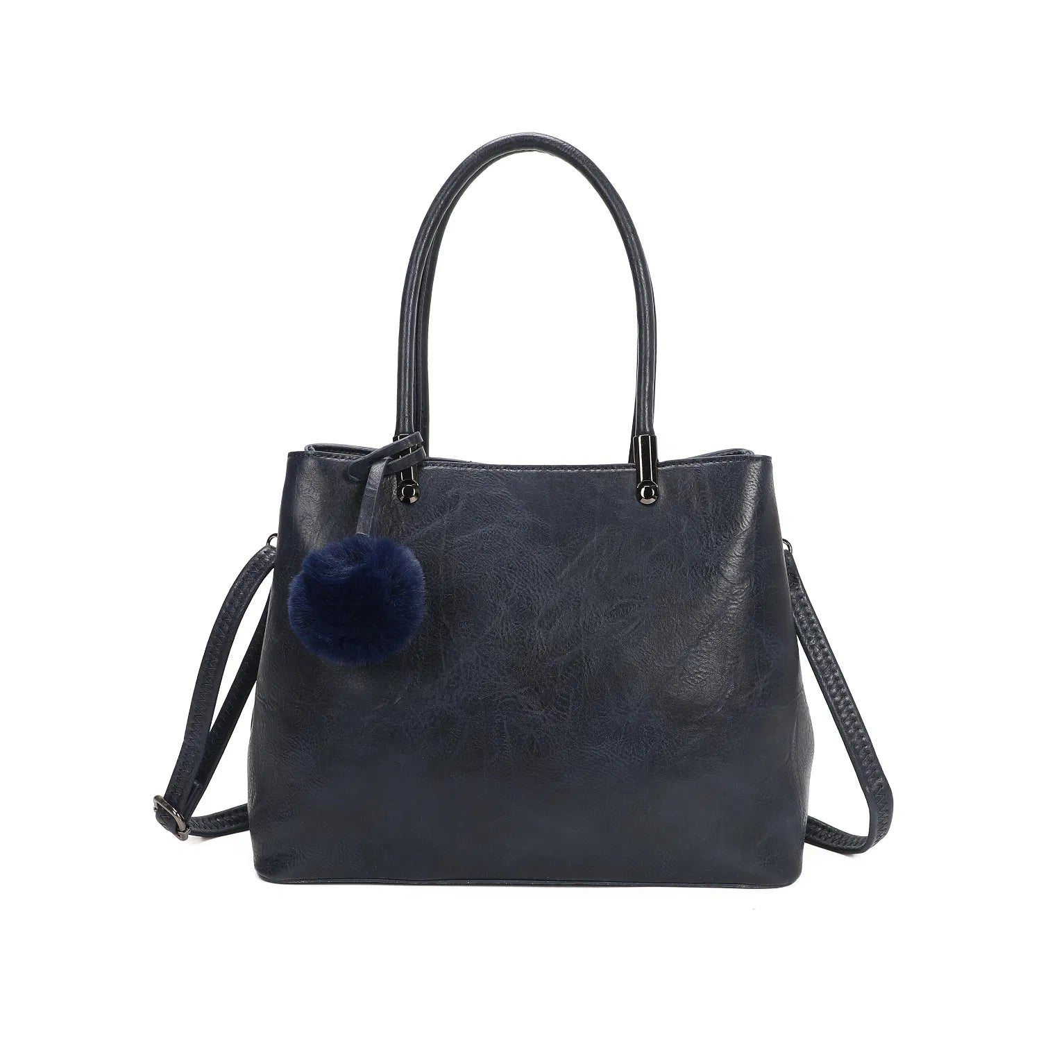 Women's Top Handle Pom Pom Tote Bag