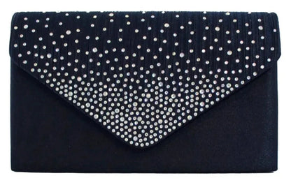 Women's Satin diamante Clutch Bag Evening Bridal Wedding Fashion Prom Handbag