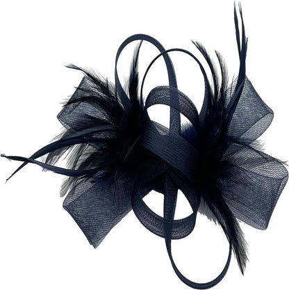 Loop Bow Fascinator With Feathers Flower Clip and Headband Wedding Races