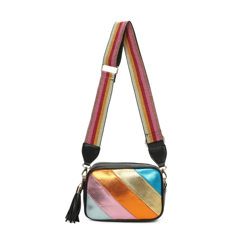 Metallic Rainbow Stripes Crossbody Bag