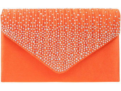 Women's Satin diamante Clutch Bag Evening Bridal Wedding Fashion Prom Handbag