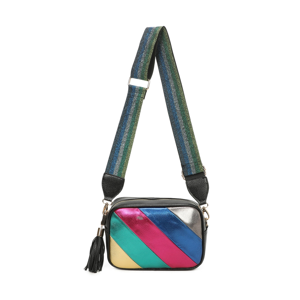 Metallic Rainbow Stripes Crossbody Bag