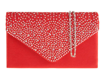 Women's Satin diamante Clutch Bag Evening Bridal Wedding Fashion Prom Handbag